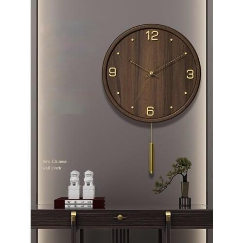 European style wall clock living room home fashion clock creative light luxury modern solid wood atmospheric clock