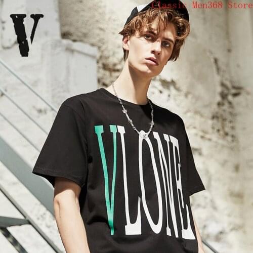 Vlone short-sleeved male summer new green large V loose cotton T-shirt female hop tide