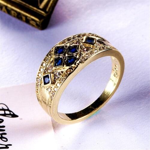 Hot Fashion Jewelry Size 6/7/8/9 Womens Yellow Gold Color Crystal Rings Wedding Party Gift R016