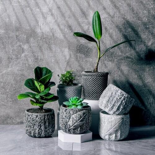 Simulation Rock Flower Pot Cement Succulent Green Plant Stone Flower Pot Flower Garden Balcony Planting Desktop Potted Ornaments