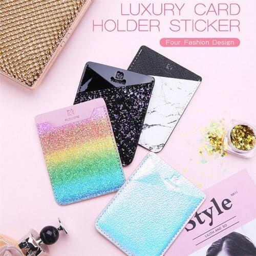 Fashion Mobile Phone ID Card Holder Wallet Credit Pocket Adhesive Back Sticker Pouch Convenient Practical Phone Card Holder