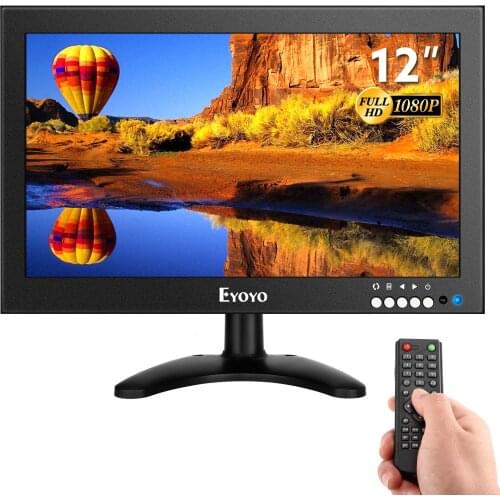12” HD Touch Screen Monitor Display 1920x1080 IPS LCD Security Monitor Screen Input Audio Video Display for PC Computer Camera