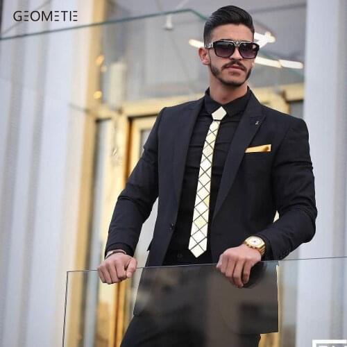 Tie Set Stylish Acrylic Slim Gold Necktie Men Fashion Skinny Suit Silk Ties Black Father Day Gift Designer Brand 8 Colors
