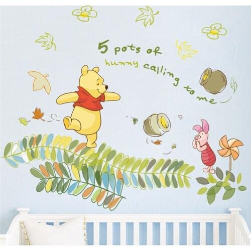 Disney Winnie Pooh 40*60cm Wall Decals Bedroom Nursery Home Decor Cartoon Animals Wall Stickers Diy Mural Art Pvc Wallpaper