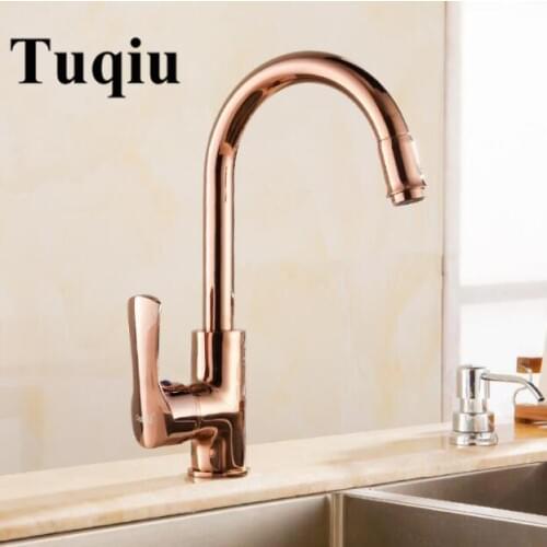 New Arrivals Rose Gold Brass Kitchen Faucets Swivel Kitchen Tap Faucets Single Hand Hot Cold Wash Basin Mixer Water Tap