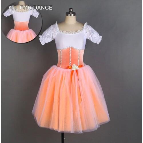 New Orange Velvet Bodice Mid Length Romantic Tutu Ballet Costume For Girls/Women Stage Performance Dance Tutu Ballet Dance Wear