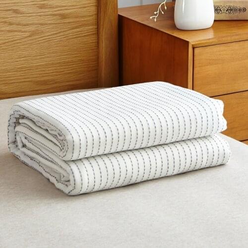 Pure Cotton Stripe Washed Gauze Home Bedding Spring Summer Cover Blanket Cozy Breathable Soft Craft Blankets Decor Home Textile