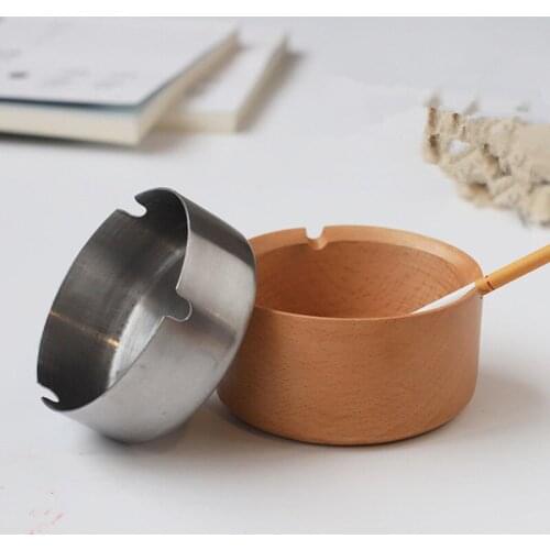 Japan style Creative Wood features solid wood ashtray personality wooden with lid ashtray spa table decoration ashtray