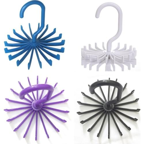 Storage Holders Tie rack Rotating Hook Holds 18 Ties Belts Scarves Hanger stand Plastic Bathroom FBE2