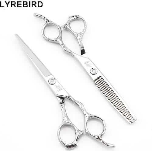 Professional hair shears 6 INCH Japan 440C Convex Blades Silvery Barber scissors Lyrebird HIGH CLASS NEW