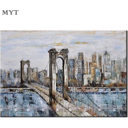 Hand-painted High Quality Modern Abstract city building Oil Painting on Canvas Handmade Large Abstract Oil Painting home decor