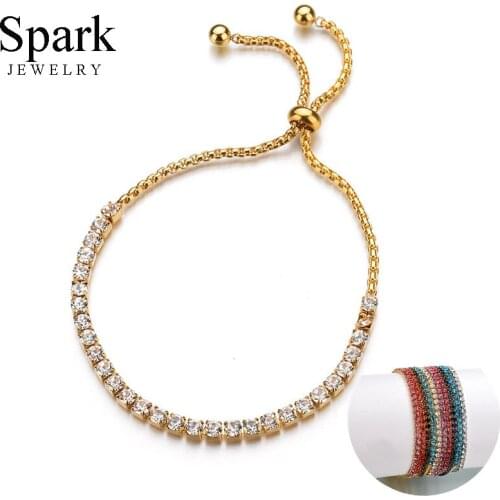 SPARK New Arrive Lovely Women Bracelet Colorful Crystal Stainless Steel Adjustable Bracelet & bangle for Female Bijoux Esty