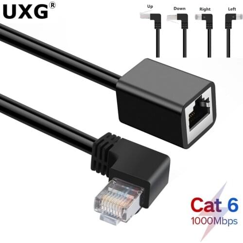 Cat6 Ethernet Extension Cable Rj45 Cat6 5 Ethernet Lan Network Cable Male to Female RJ45 90 Degree Right Up Anlge for PC Laptop