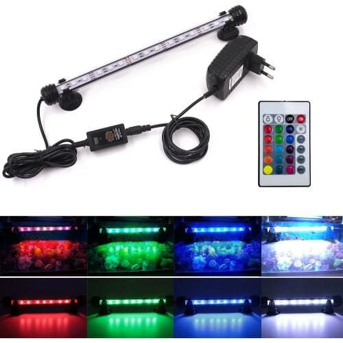 Waterproof RGB Aquarium Light with Remote 12V Underwater Diving Lamp Fish Tank Light for Plant essential Amphibious use EU US UK