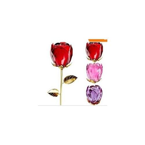 1pc 300mm crystal rose flower wedding gifts crystal glass rose flower crafts & gifts free shipping