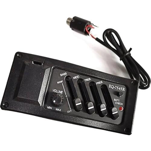 4-Band EQ Equalizer Piezo Pickup EQ-7545R Pre-Amp Acoustic Guitar Preamp Amplifier Tuner