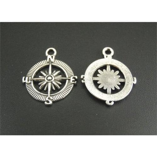 5 Pcs 2 Colors Compass Charms Pendants For Jewelry Making DIY Handmade Craft 25mm A34/A327