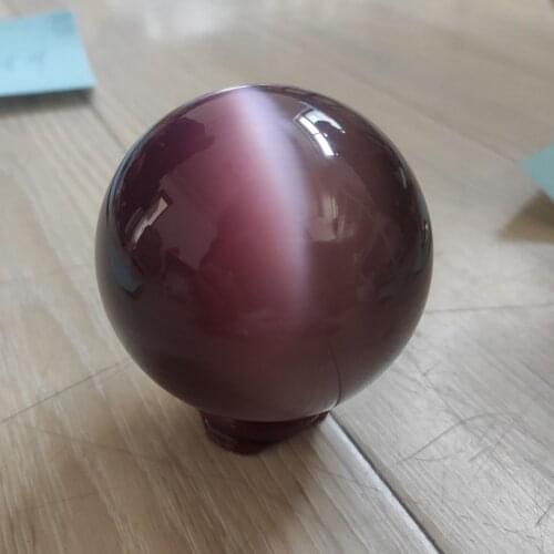 AAA+++ Hot Sell ASIAN QUARTZ PINK CAT EYE CRYSTAL BALL SPHERE 60MM + STAND