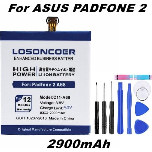 LOSONCOER 2550mAh C11-A68 Battery For ASUS Padfone 2 A68 Lithium-ion polymer battery+Gift tools +stickers