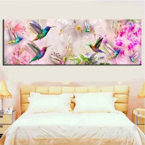 Large Hummingbird and flower diamond embroidery mosaic 5d diy diamond painting full square round diamond set wall stickerZP-1389