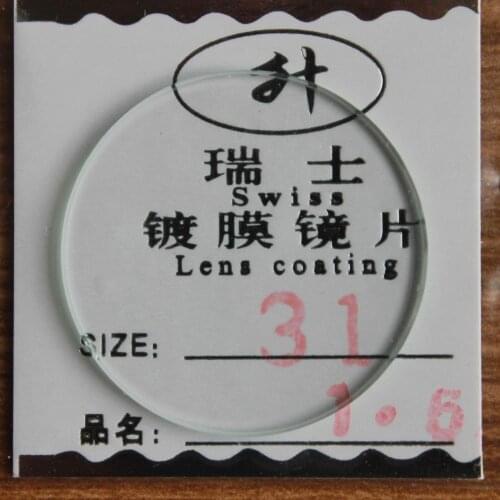 Freeshipping New flat glass watch crystal diameter 31 mm Thick 1.5mm