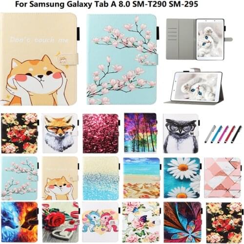 Smile Shiba Inu Flip Case for Samsung Galaxy Tab A 8.0 2019 Tablet Cover For Samsung Tab A 8 2019 Case SM-T290 T295 Stylus Pen