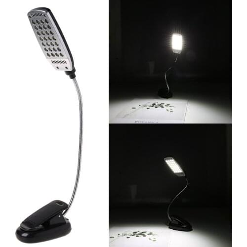 Clip-on Pro Flexible USB/Battery Power 28 LED Light Bed Table Desk Reading Lamp Great For Traveling