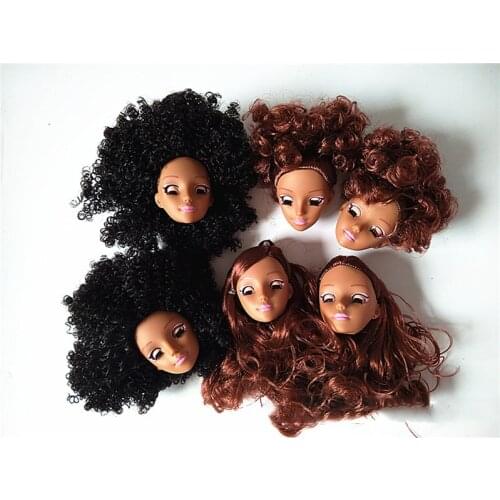 For Barbies Dolls 4D Live Eyes Black Doll Head With Black Explosion Hairstyle Long Hair DIY Doll Toys Gift For Girls Christmas