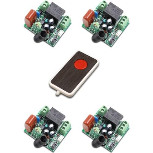 Household Quality Mini Smart Home Switch AC220V 1CH RF Wireless Remote Control Switch System 1Transmitter with 1Button+4Receiver