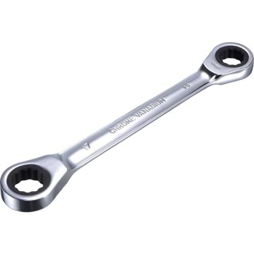 Uxcell Double Box End Ratcheting Wrench (14mm x 17mm) Metric 72 Teeth 12 Point Ratchet Spanner Tools, CR-V