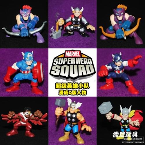 Marvel Comics SUPERHERO SQUAD Q Version The Avengers Captain America Thor Hawkeye Hawkman Action Figure Model Toys