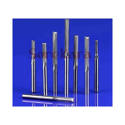 3.175*42mm Two Straight Flutes Milling Cutter CNC Carving Cutting Bits End Mill Cutters Tools For Carving Wood