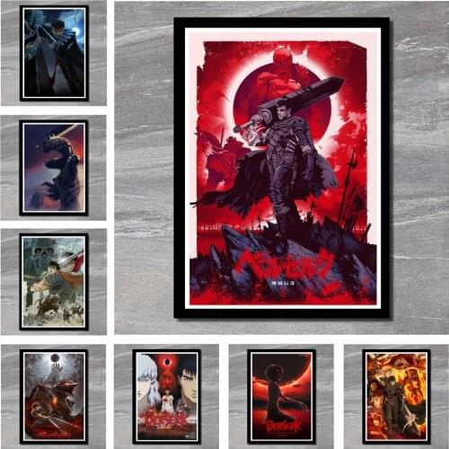Perfect JL Hot Red Berserk Japan Anime Cartoon Comics Poster Wall Art Canvas Painting Classic Movie Poster Wall Stickers