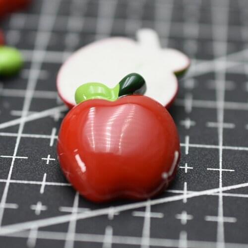 1pcs/lot resin flat back Simulation fruit red apple19mm Cabochons Scrapbooking Hair Bow Center DIY Christmas decration