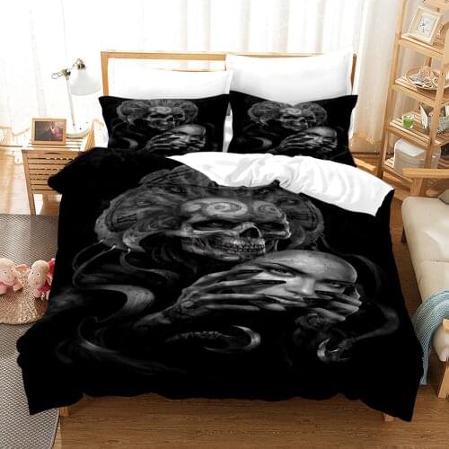 3D Printing The Grim Reaper Serials Bedding Sets Halloween Black Death Duvet Cover Comforter Bed Set Queen King Size Bed Linens