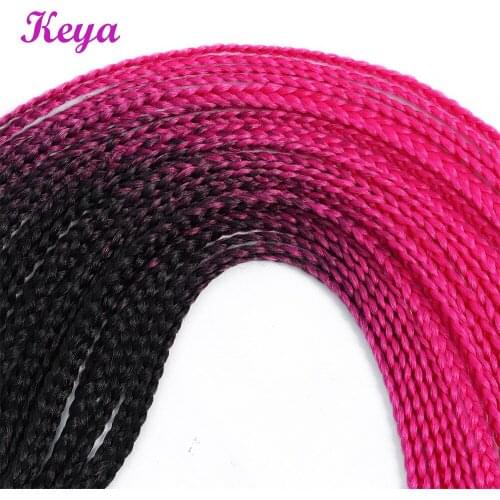 Ombre Crochet Box Braids 24inch Heat Resistant Fiber 24 Strands Synthetic Crochet Hair Extensions Ombre Pink Hair Blue For Women