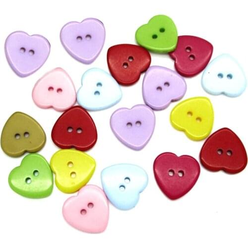 LF 50Pcs Mixed Resin Heart Sewing Buttons For Cloth Needlework Flatback Scrapbooking Crafts Decorative Diy Accessories