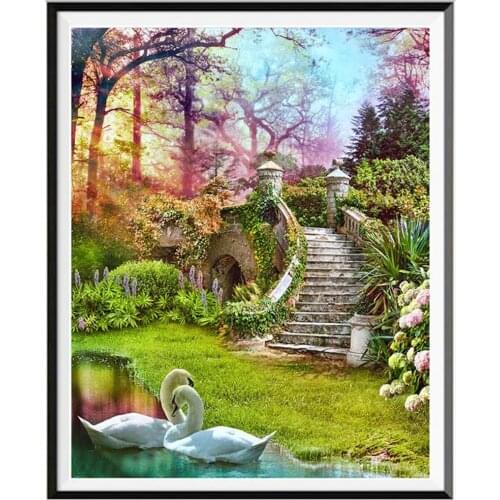 Landscape Rural Woods Beach Flowers DIY Cross Stitch 11CT Embroidery Kits Needlework Craft Set Cotton Thread Sell