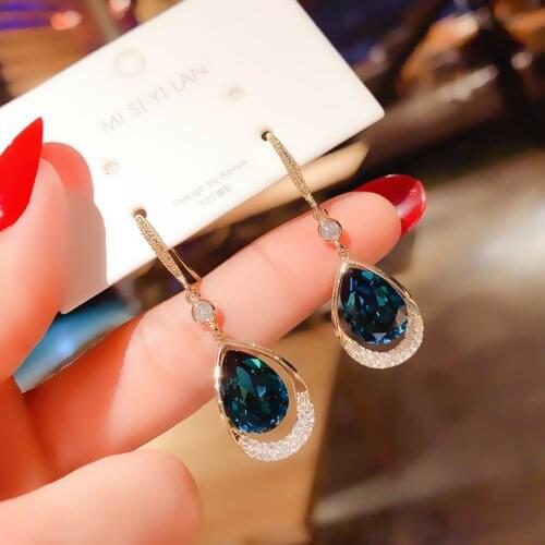 OLIRAFT 2021 Water Drop Earrings For Women Bohemian Style Crystal Temperament Accessories Luxury Jewelry Gifts Wedding Earrings