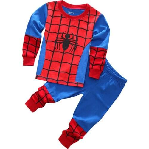 Childrens Clothing Sets Boys Sleepwear Clothes Kids Spider Pajamas Set Baby Girls Cotton Cartoon Pijamas Spring Autumn Pyjamas