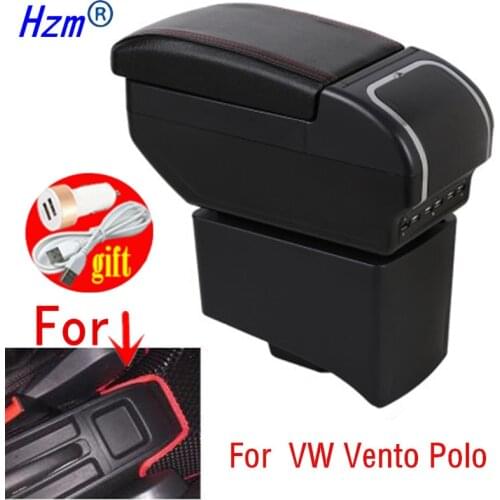 Armrest Box For Volkswagen VW Vento Polo V 2009-2020 Polo Vivo Center Centre Console Storage accessories double raised with USB