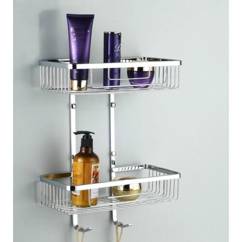 304 Stainless Steel Bathroom Shelves 2 Tier Corner Shelf Cosmetic Shelves Bathroom Accessories Storage Organizer Rack Holder