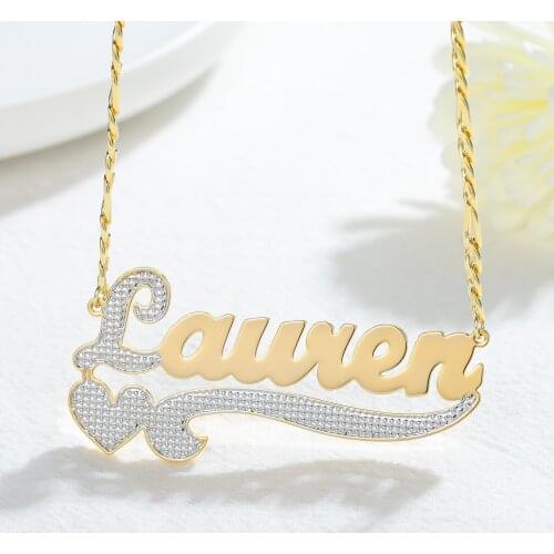 Custom Name Necklace Gold Plate Necklace Two-Color Silver Necklace Personalized Jewelry Stainless Steel Necklace For Women