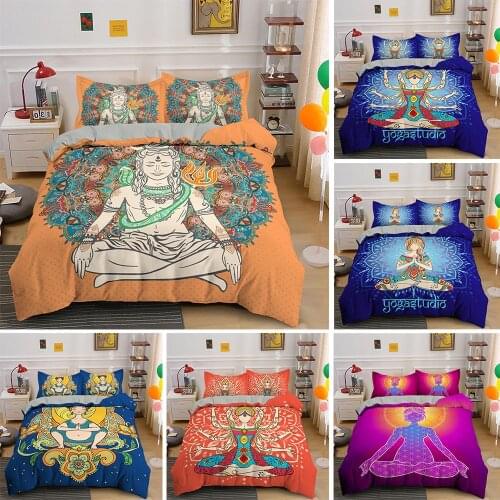 Boho Bedding Sets Yoga Meditation Duvet Cover 2/3pcs Bed Set Twin Double Queen King Quilt Covers