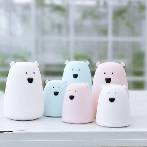Silicone Colorful Cartoon Animal Bear Pig Night Light Children Bedroom Bedside Cute Soft Table Lamp Birthday Gift Toy Home Decor