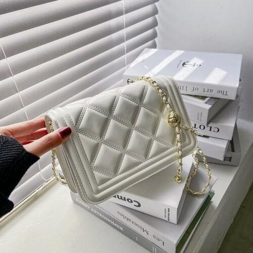 New lattice Solid color leather Crossbody Bags For Women 2021 summer fashion handbag Designer Leisure travel Small square Bag