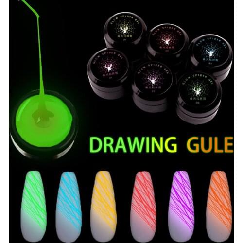 8ml Luminous Stretch Drawing Varnish Painting Pulling Silk Spider DIY Nail Gel Nail UV Gel Soak Off Quick Extension Gel Manicure