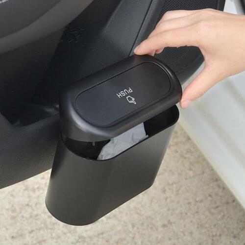 High Quality Automatic Rebound Cover Interior Black Trash Can Easily Install Car Trash Can Press Design for Truck