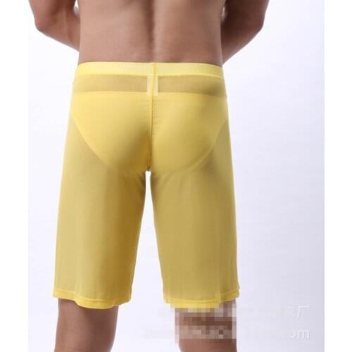 Fun Underwear Mesh Middle Pants Hollow Out Breathable Ultra Thin Sexy Mens Underwear Boxers Gifts for Men