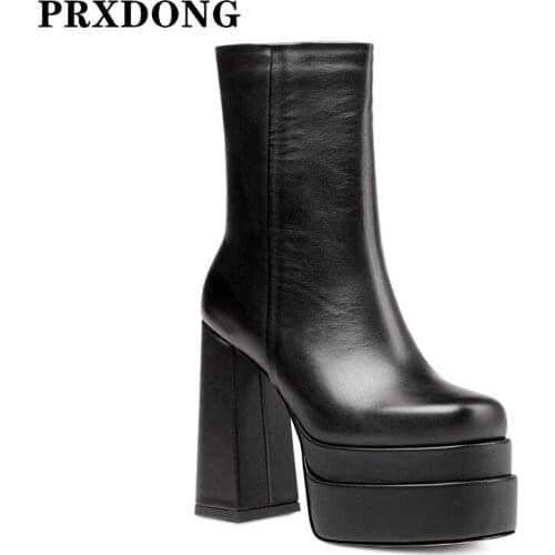 New Fashion Ankle Boots For Women Snow Boots 2022 Autumn Winter Chunky High Heels Shoes Woman Dress Party Booties Big Size 35-43